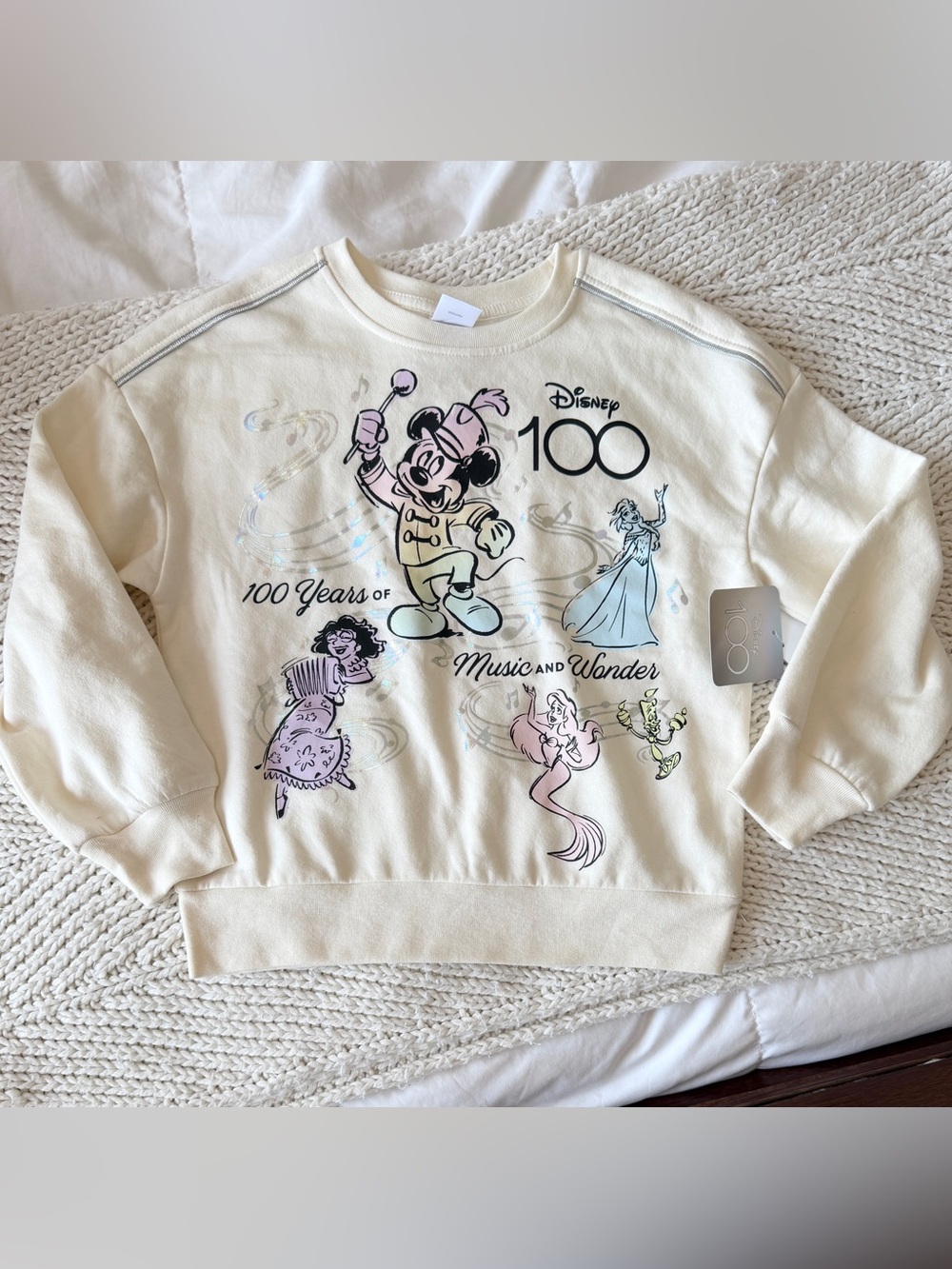 New with tags girls size 7-8 Disney 100 anniversary crewneck sweatshirt